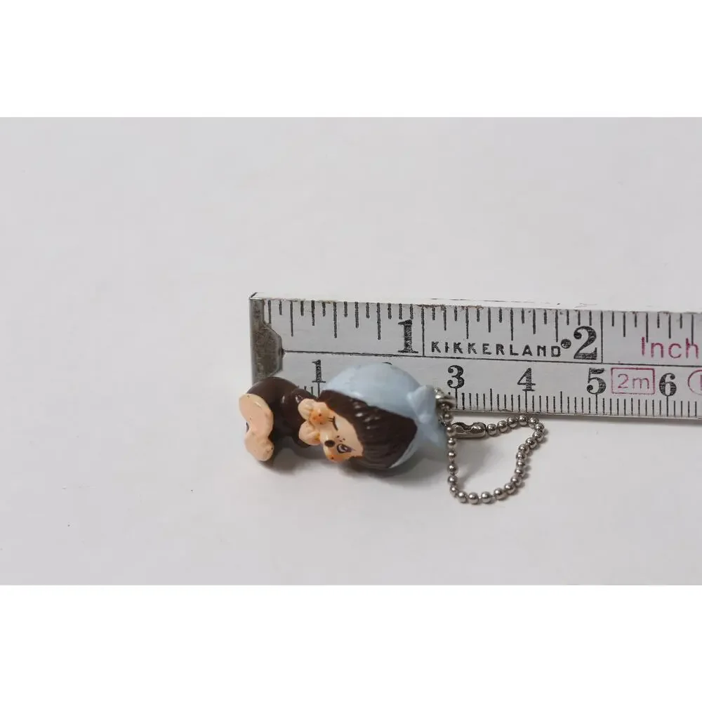 1979 Sekiguchi Monchhichi w Blue Headscarf Keychain Mini Charm ~ 260826-WH 1252